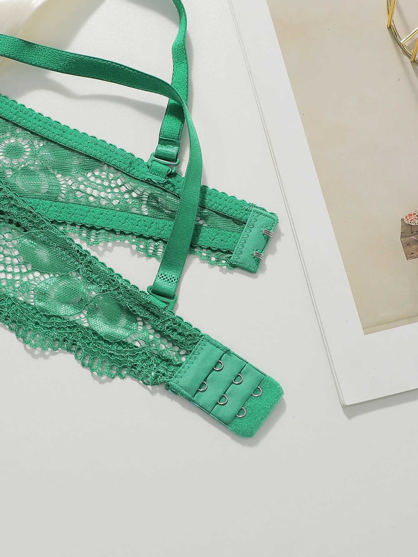 2-piece set of green fashionable gathering pull up womens underwear bra with steel support bra underwear A2123 Z260402