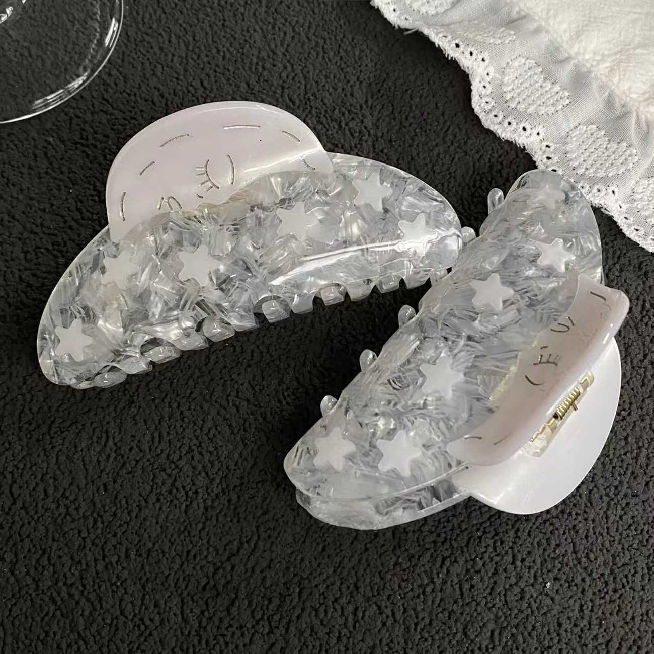 1PC Niche Sunflower Moon and Silvery White Star Acetate Claw Clip High-end and Fashionable Hair Clip for Back-of-the-Head Updo H260402