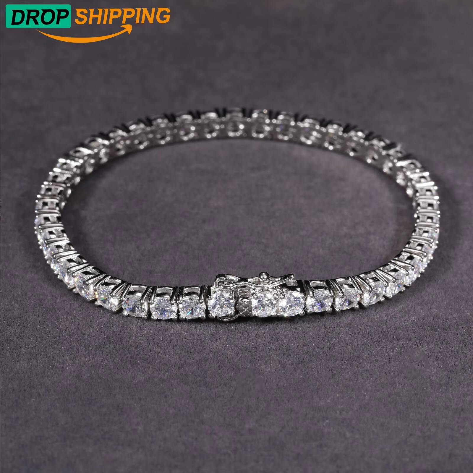 Pass Diamond Tester D Color VVS1 Moissanite Tennis Bracelet 925 Sterling Silver Jewelry Mossanite Fashion Bracelet for Men Women