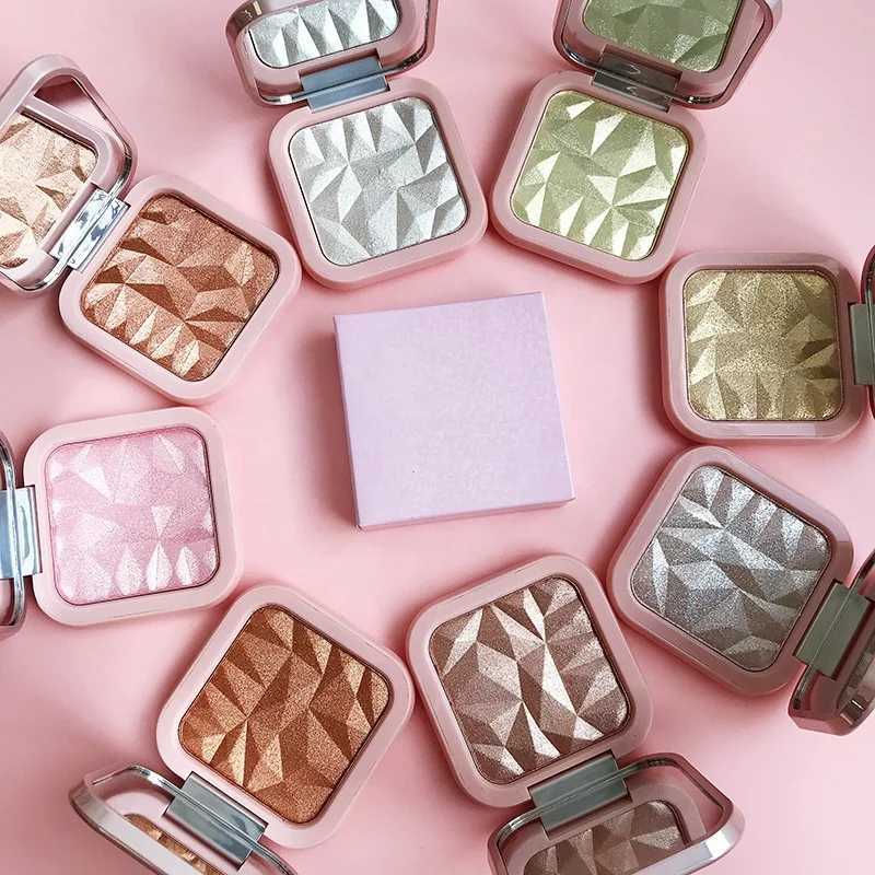 Wholesale Makeup Highlighters Private Label Glitter Highlight Powder Shiny Illuminator Pink Single Highlighter Palette With H260402