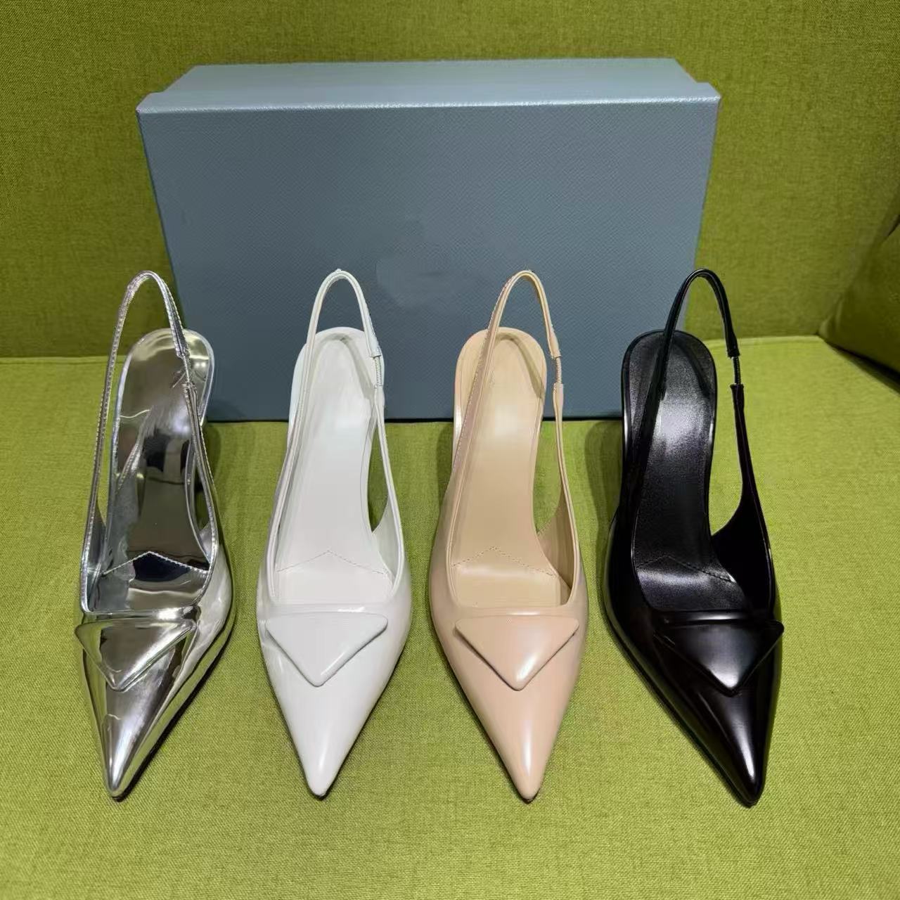 Designer heels pointed toe high heel Kitten Womens Woman Heel Luxury Party Vintage Pointed Tip Sandals Workplace Shoes Genuine Leather Kitten Heel Shoes With Box