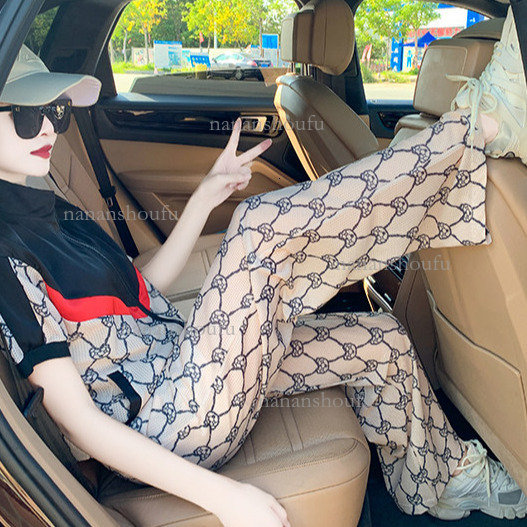 2026 Designer Sports Suit Luxury New Casual And Stylish Age Reducing Slimming Wide Leg Pants Fashion Printed Zipper Jacket Women's Short Sleeved 