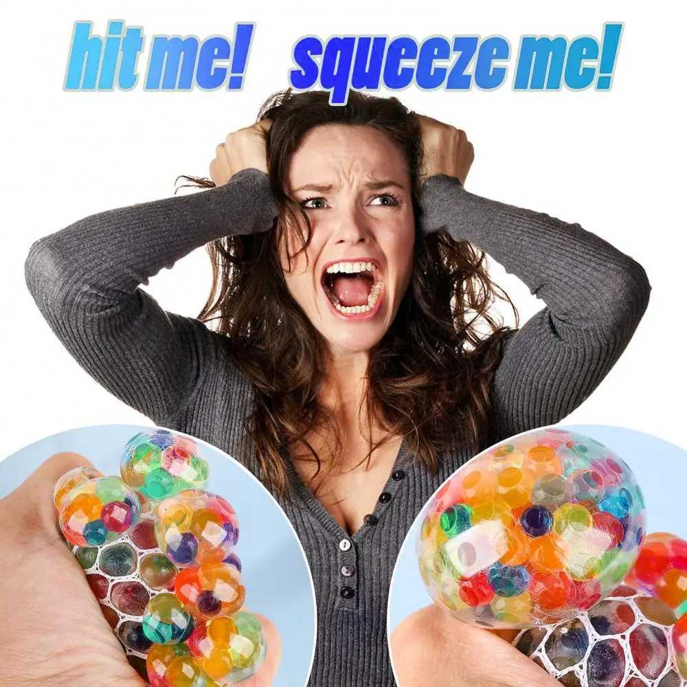 Stress Relief Toy Stress Ball Colorful Rainbow Stress Balls with Mesh for Anxiety Relief Play Set of 2 Soft Tpr Fidget for Kids H260402