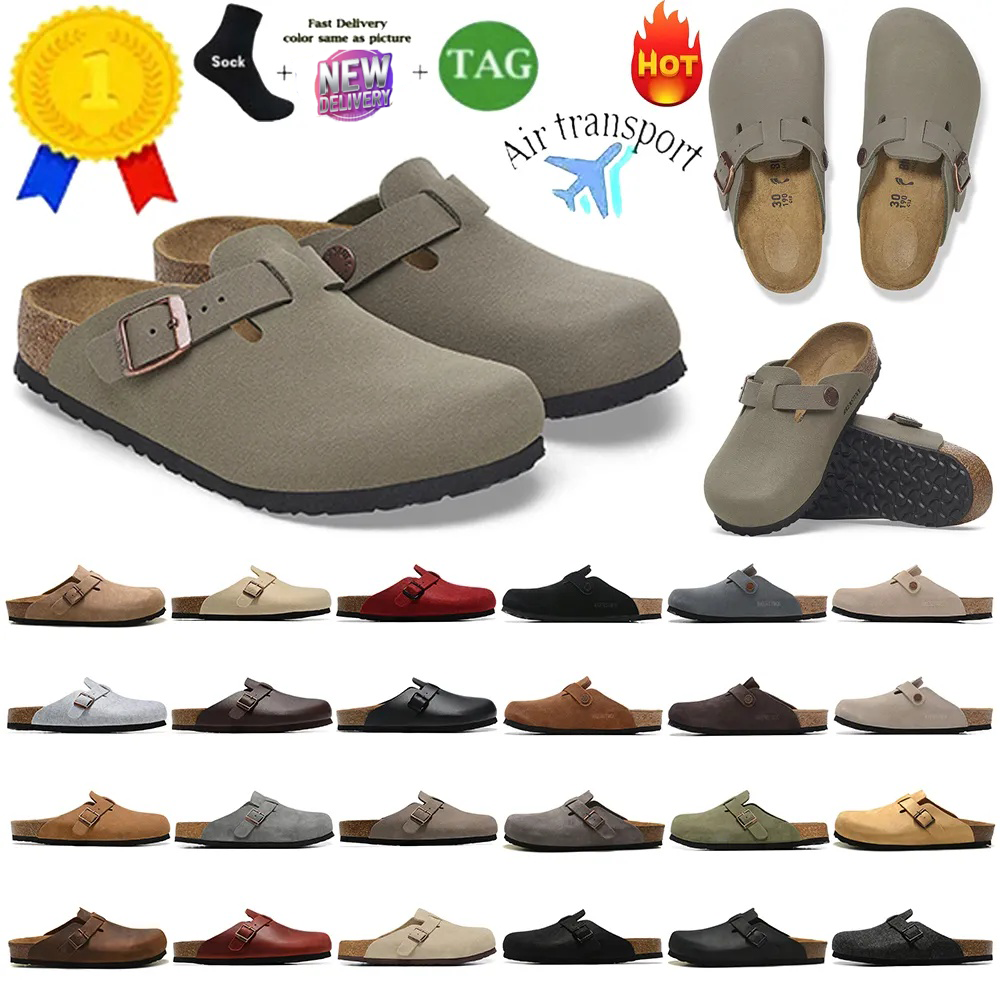 Designer Clogs Slippers Clog Taupe Suede Cork Flat Fashion Winter Summer Leather Slide Favourite Beach Sandals Casual Shoes black brown Women Men Size 35-46