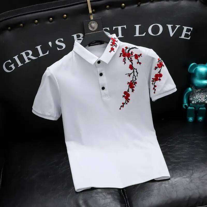 Trend Embroidery Youth All-Match Polo Shirts Men's Summer New Short Sleeve Fashion T Shirt Tops Smart Casual Vintage Men Clothes Asia Size