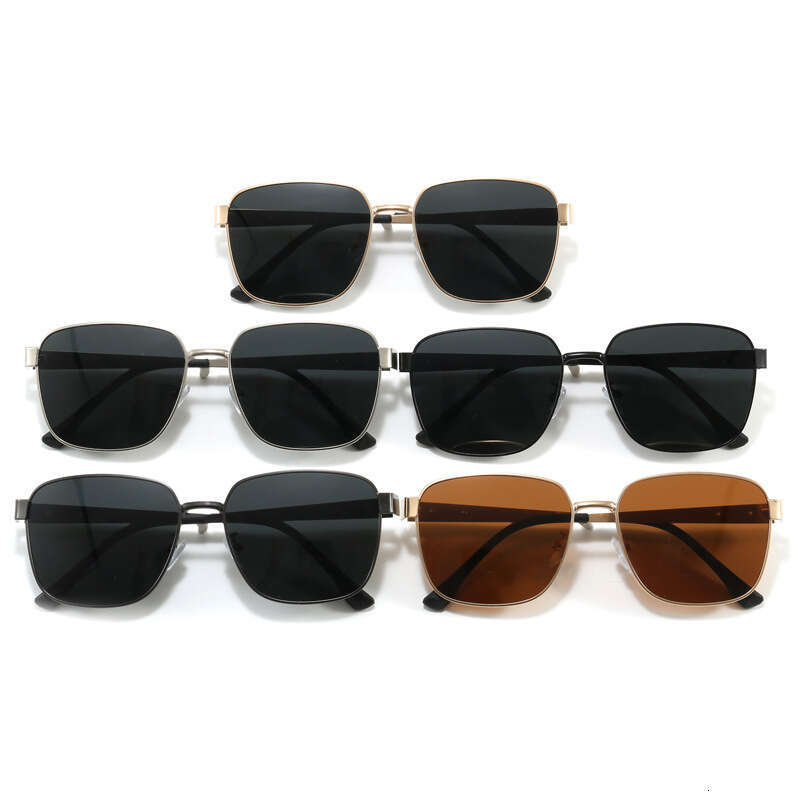 New Men's Square Sunglasses Polarized UV Protection Driving Glasses With Wing Decoration For A Slimming Effect On Large Faces Chunjinqiuli