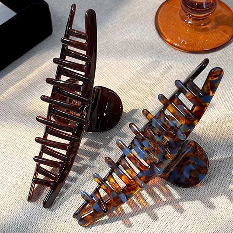 Korean Series Acetic Acid Hair Claws for Women High-End Large Shark Clip Back of Head Hair Volume Multiple Accessory Gift H260402