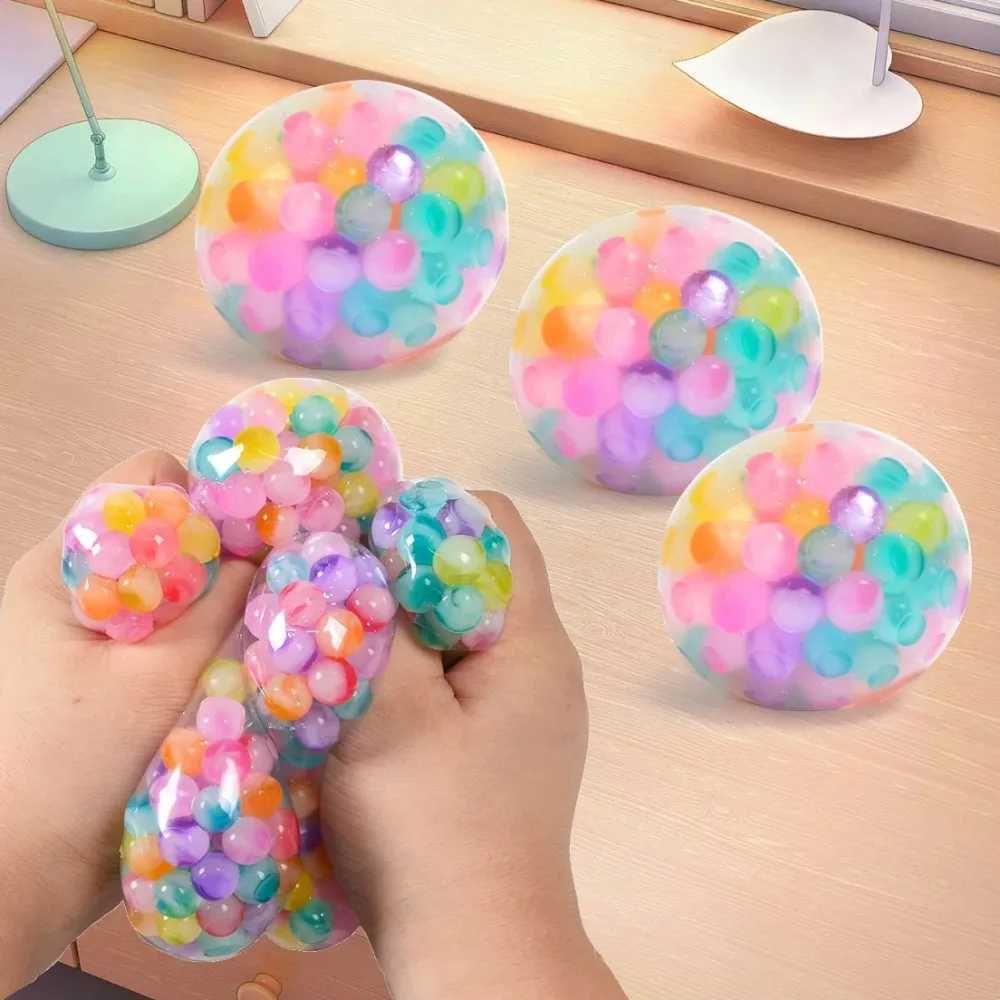 The Rainbow Bead Pressure Reducing Ball Squishy Fidget Toys Funny Stress Reliever Reduce Pressure Prop for Childrens and Adults H260402