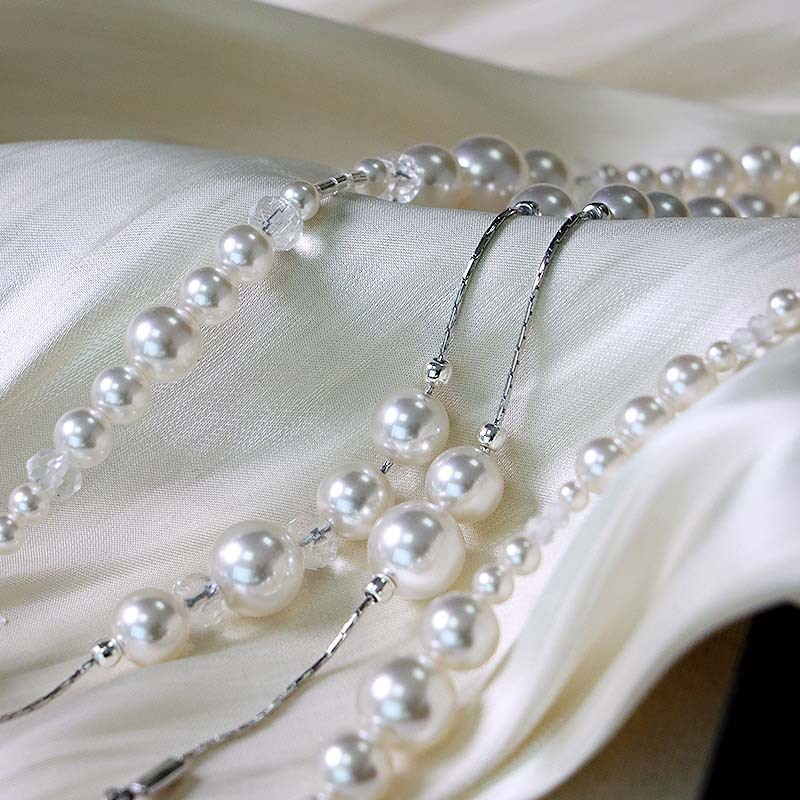 Jewelry necklace luxury designer necklaces for women pendant necklace Layered Pearl Sweater Chain French Asymmetric Three-Layer Long Tassel Necklace f