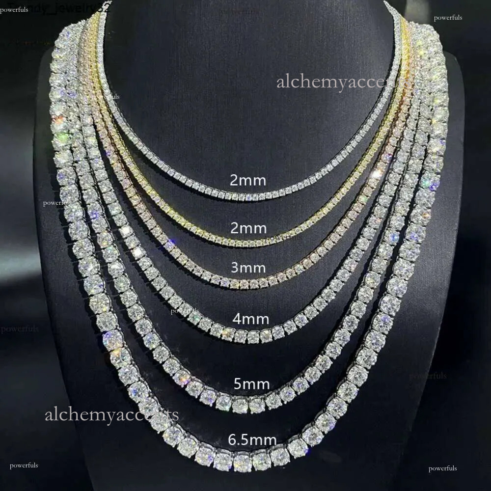 Hip-hop trend 4mm VVS sapphire necklace, diamond tennis necklace. Suitable for both men and women. High-end style. Party gift.