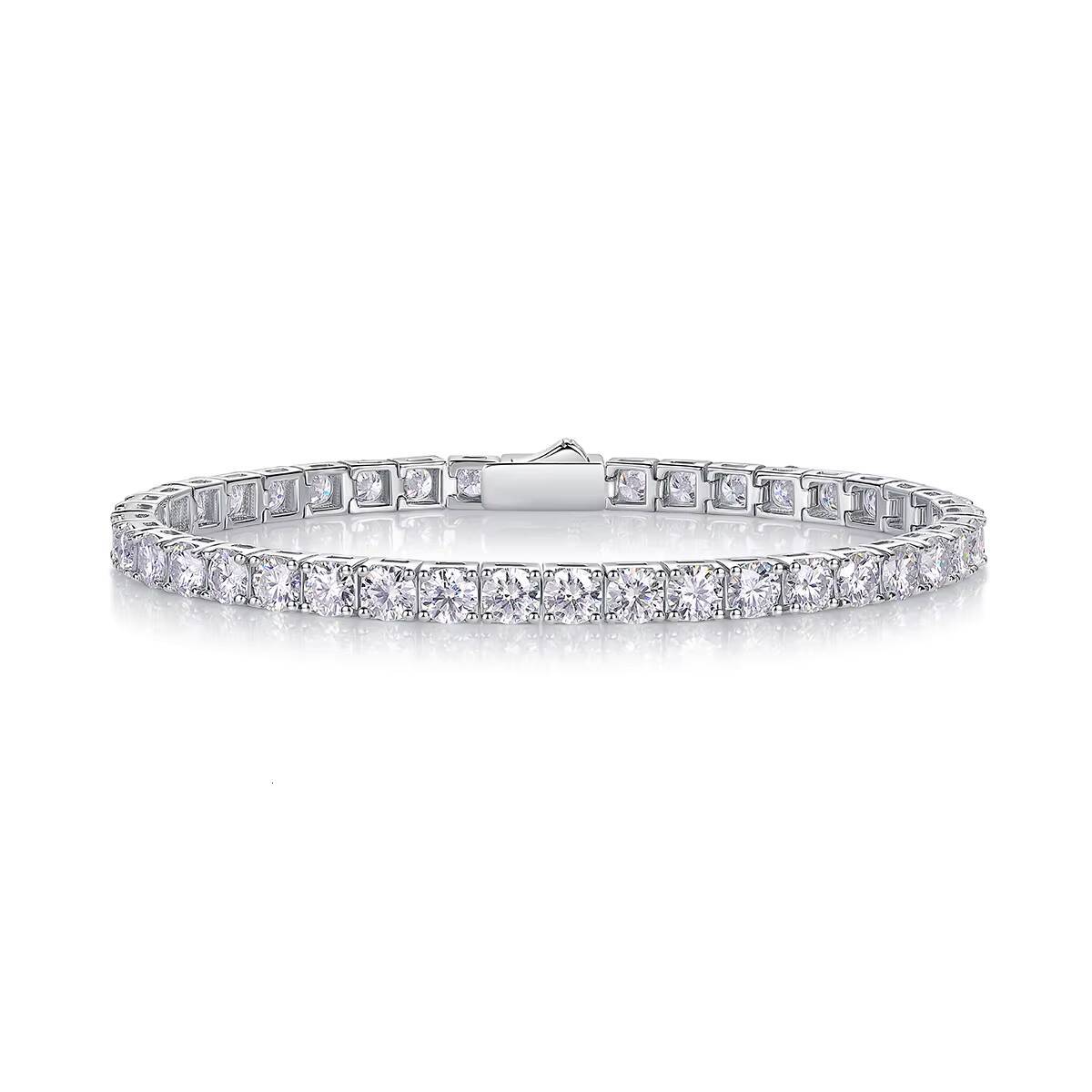 Ready to Ship 4mm Moissanite Fine Tennis Chain Bracelet Moissanite Luxury Bracelets Gemstone 925 Silver Bracelet