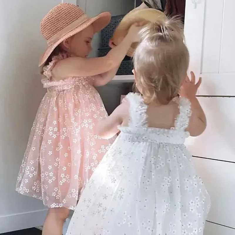 Summer Flower Mermaid Birthday Dress for Baby Girl Clothes Mesh Print Floral Princess Slip Tutu Dresses Sleeveless Girl Clothes H260402