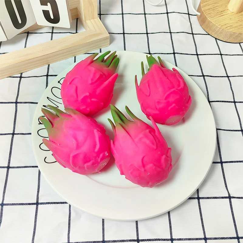 Funny Decompression Vent Dragon Fruit Squeeze Ball Gift Squishy Squeeze Stress Reliever Fidget Sensory Toy Simulation Fruit Food H260402