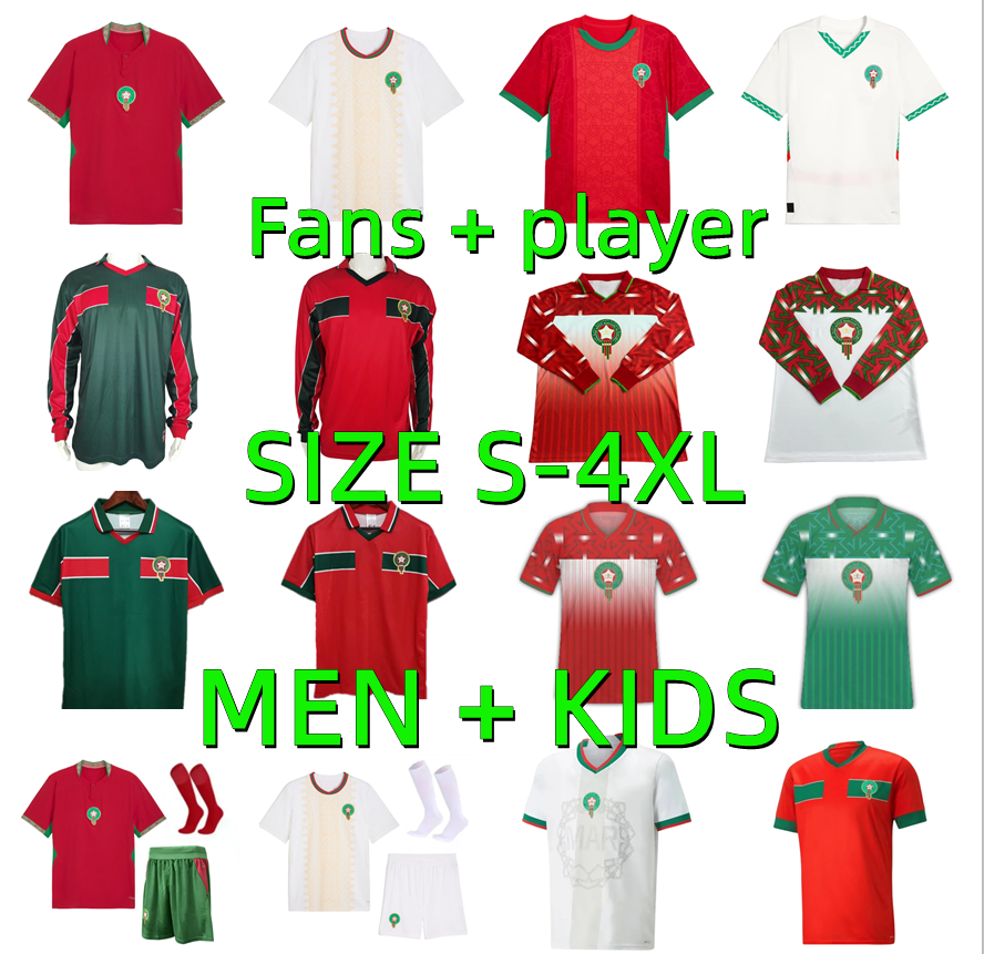 22 23 25 26 27 Morocco soccer jerseys 2026 2027 Ziyech HAKIMI BRAHIM HARIT retro 1994 1998 Player version Men kids kit football shirts maillot de foot Training Uniform