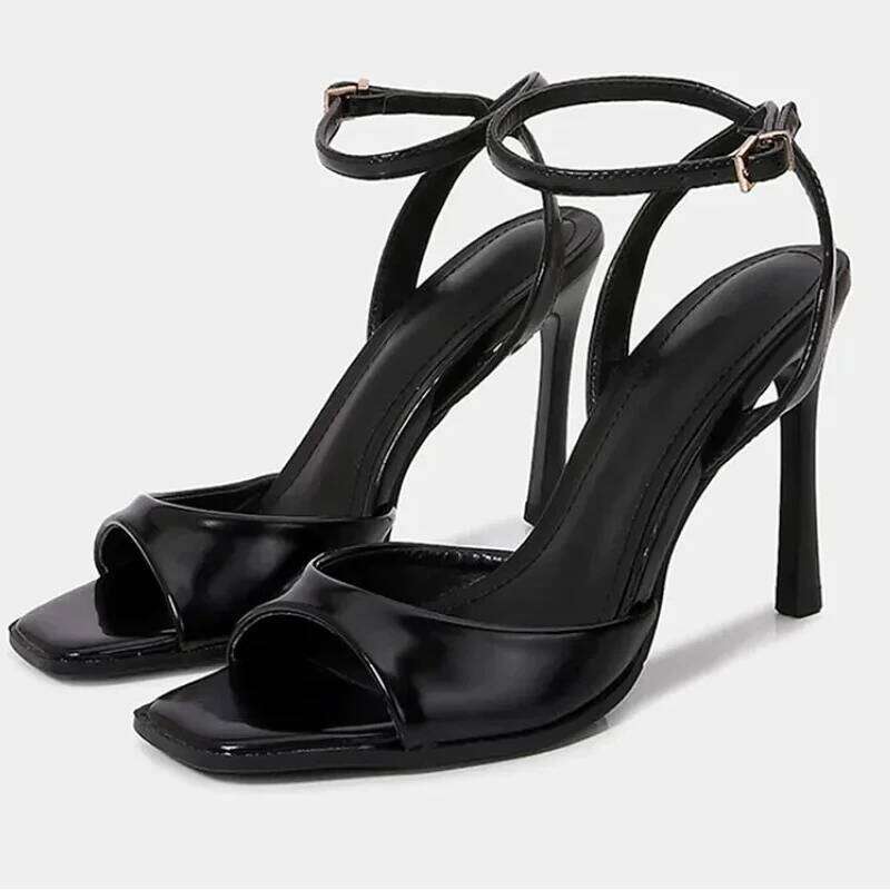 Elegant Ankle Strap High Heels Ladies Square Toe Fashion Party Dress Shoes Office Hollow Sexy Designer Brand Sandals Women Pumps