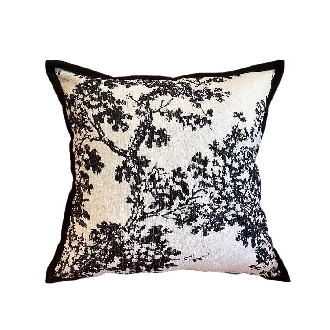 Pillowcase French Style Sofa Cover Light Luxury Modern Minimalist High End Black And White Lumbar Cushion Cover For Living Room