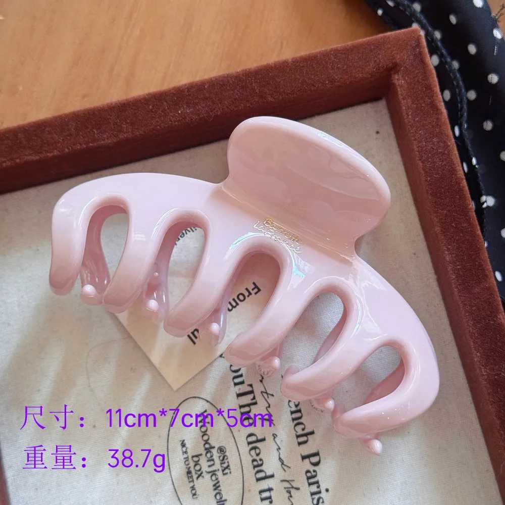 Korean Large Size Acrylic Dragon Bone Shark Hair Clip French Style Polka Point Arc Back of Head Hair Claw Clamp Hair Accessories H260402