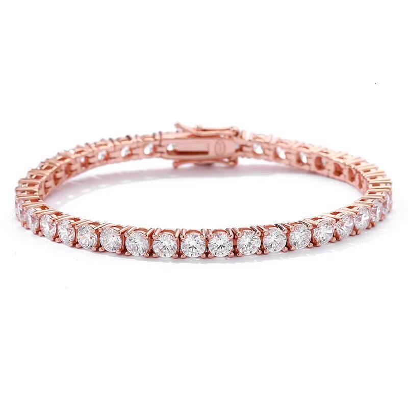 4mm High Carbon Diamond Bracelet Hip Hop High-end Full Diamond S925 Sterling Silver Tennis Bracelet