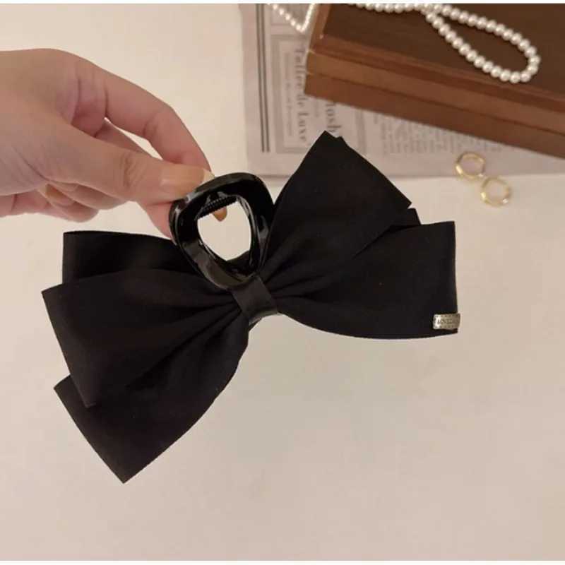 French Elegant Hair Clip Black Bow Claw Clip Hepburn Style Women Girl Back Of Head Tie Hairpin Fashion Hair Accessories H260402