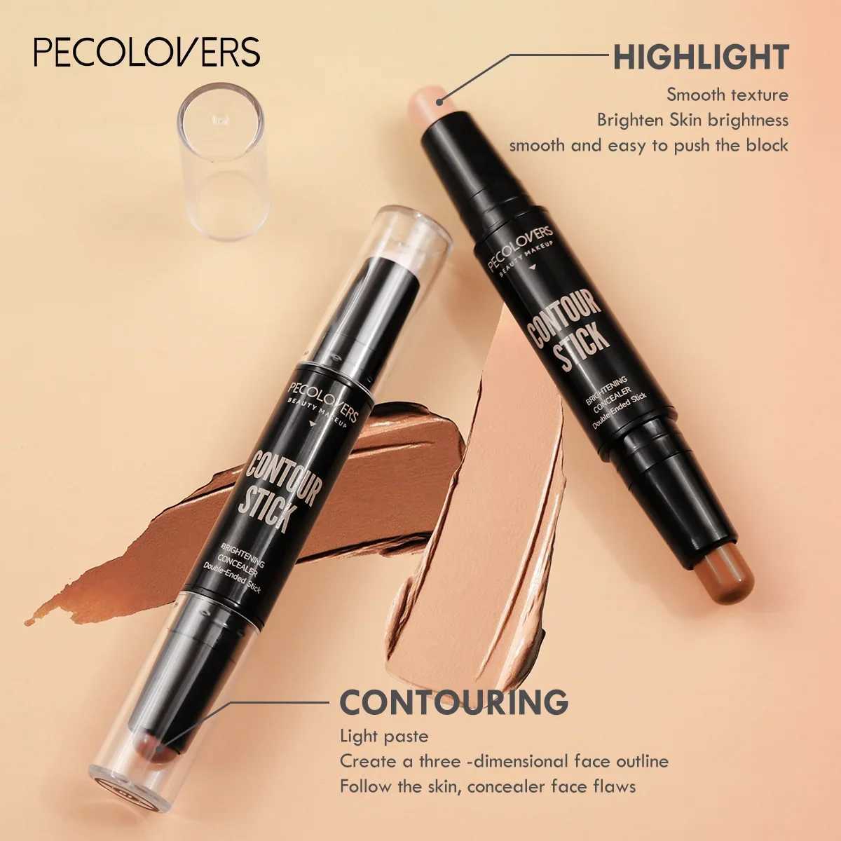 Double Head Highlight Pen Face Make Up Liquid Waterproof Contouring Foundation Contour Makeup Concealer Stick Pencil Cosmetics H260402