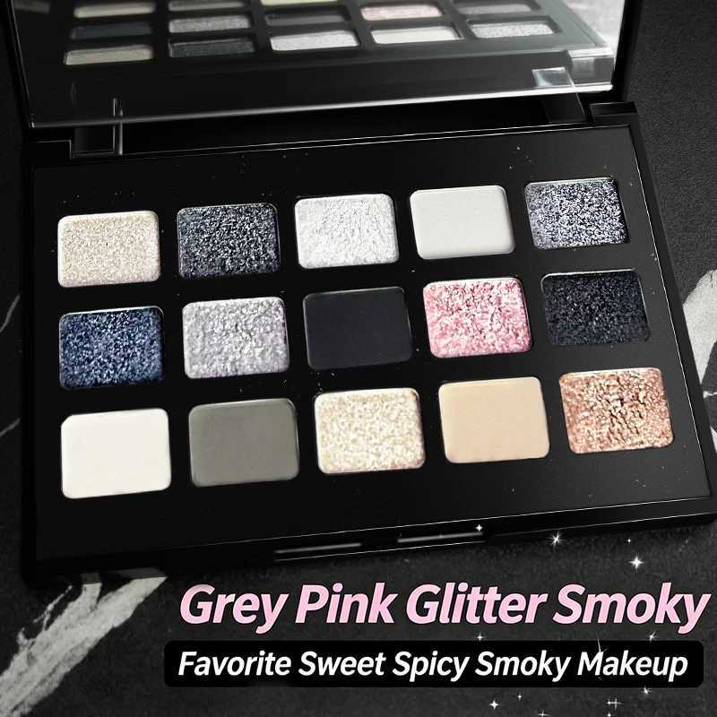 Black Smokey Eyeshadow Palette 15 Colors Punk StyleNeutral Eye Make up Shimmer Pearly Sequin Eyeshadow H260402
