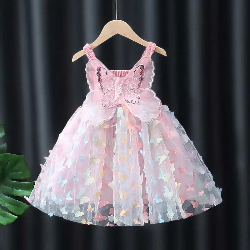 Baby Girl Dress Summer Butterfly Wings Halter Dazzle Style Puffy Girl Kids Dress Cute Gorgeous Baby Girls Princess Dresses H260402
