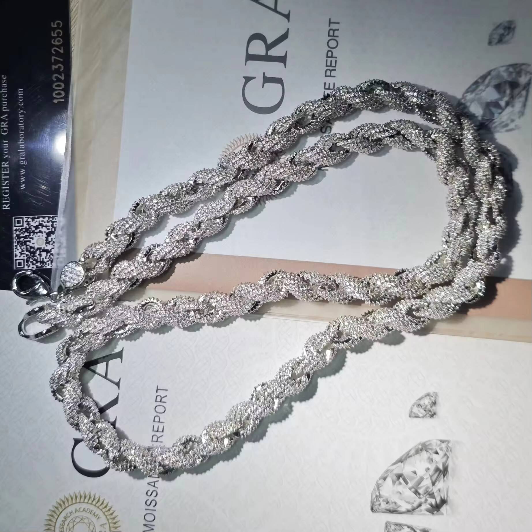 Hip Hop Custom Necklace Jewelry VVS Moissanite Necklace 925 Sterling Sliver Iced Out Cuban Link Chain Necklace Bracelet