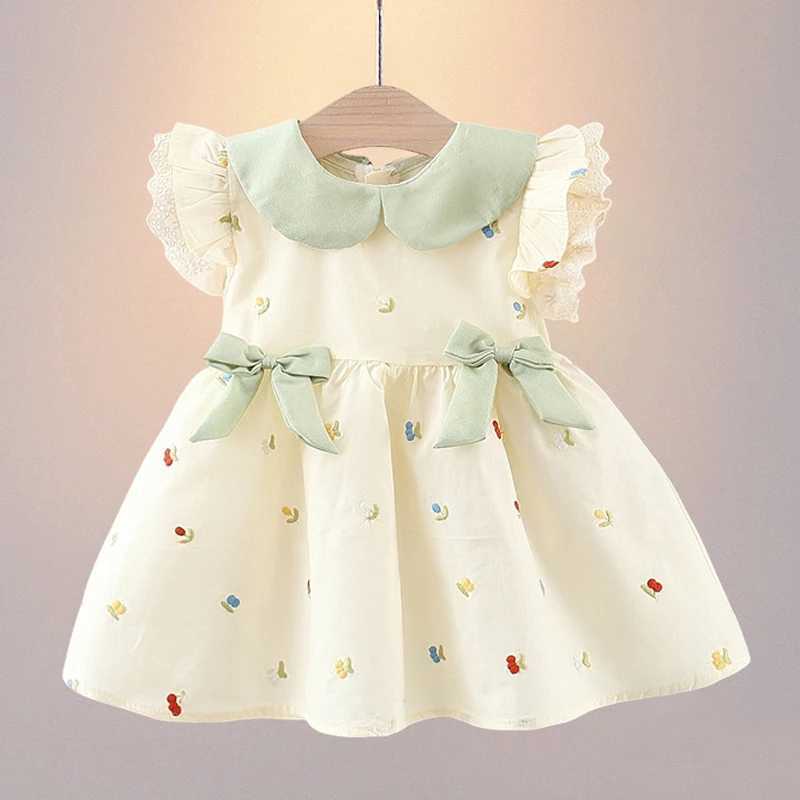 Summer Baby Girl Dress Elegant Princess Dress Lace Ruffle Sleeve Children Girl Dress Sweet Cute Doll Collar Kid Clothes A1229 H260402