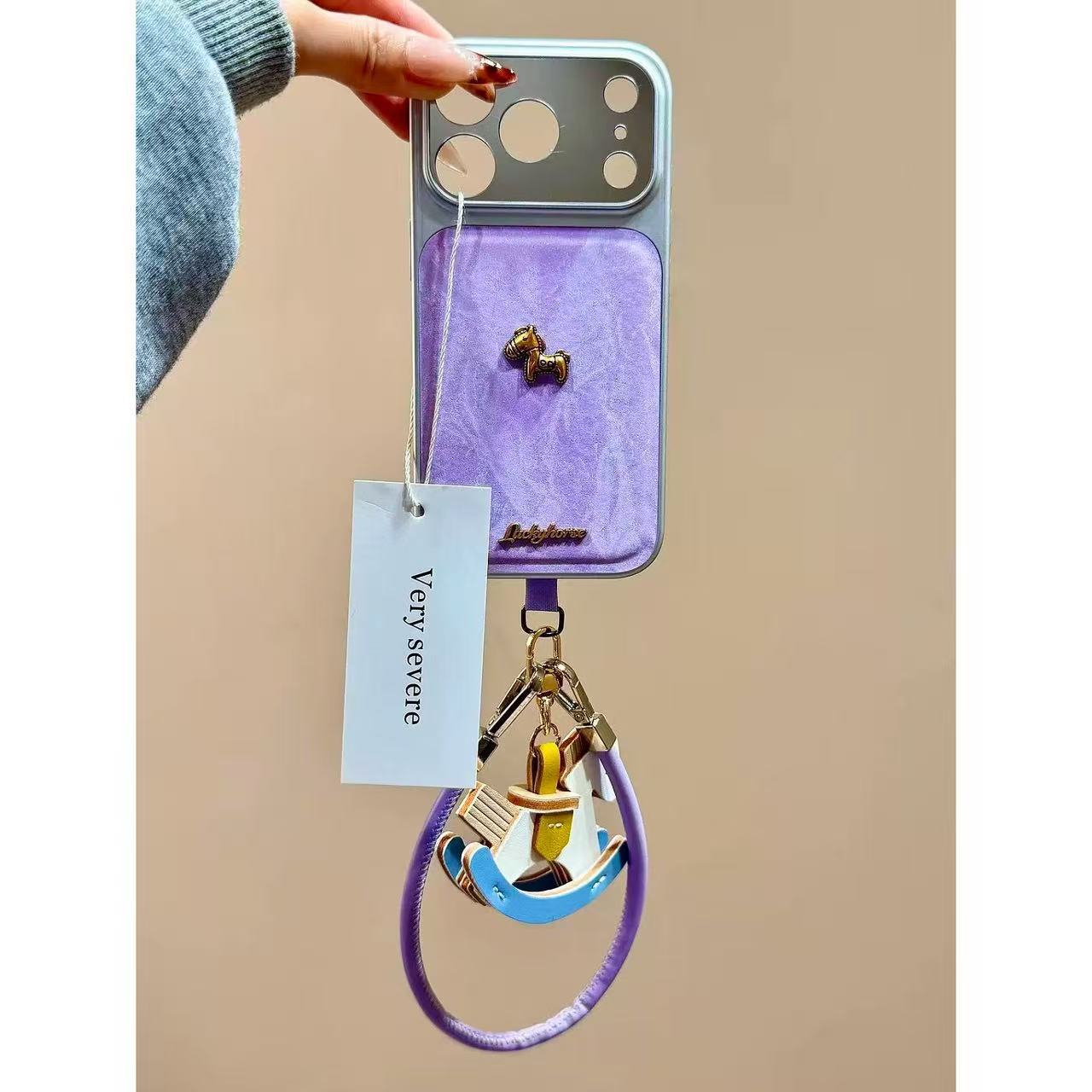 Autumn and winter retro brown bottom polka dot three-dimensional pony wristband for iPhone iPhone case