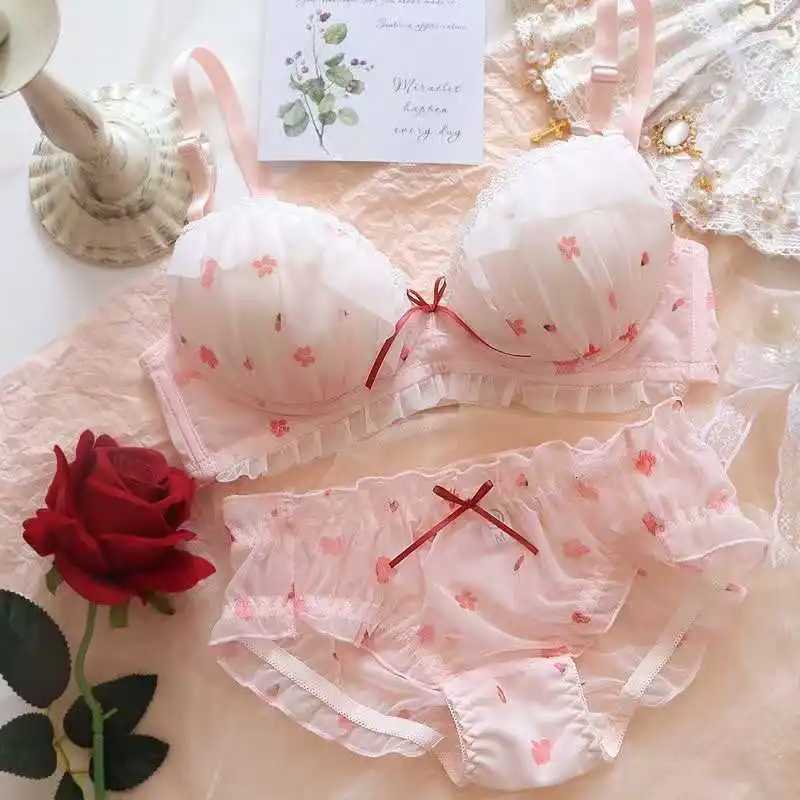 Japanese-style Printed Film Cups Without Steel Rings - Fresh Cute and Lingerie and Bras for Young Girls Z260402