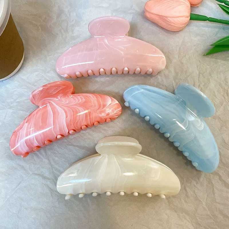 1pc Water-ink Texture High-end Feeling Ponytail Claw Clip Back of Head Clip for Women Large Size for Thick Hair Shark Clip H260402