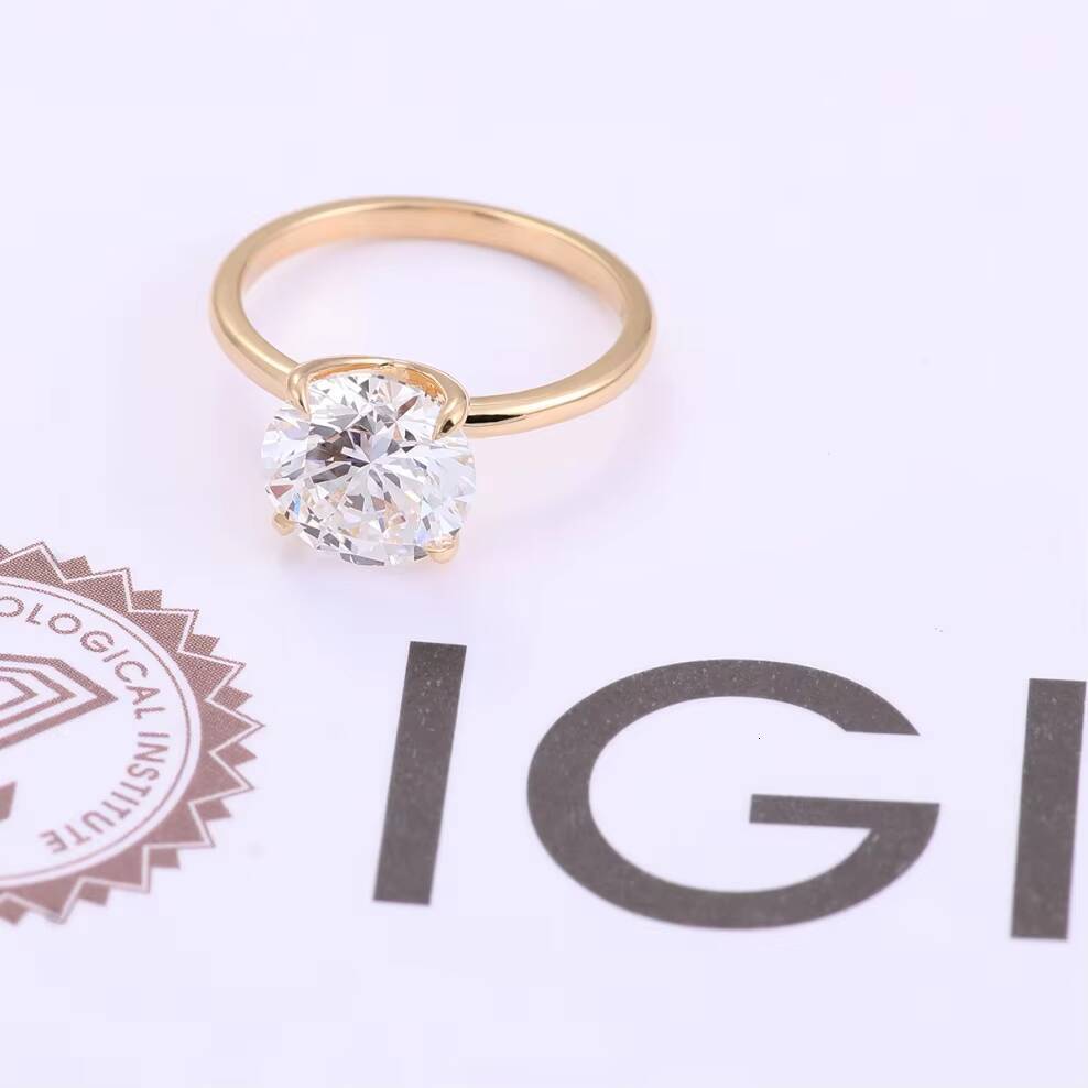 18K Yellow Gold Lab Grown Diamond Ring Engagement Rings for Women Anniversary Gifts Everyday Wear Couture Jewelry Luxury Fashion