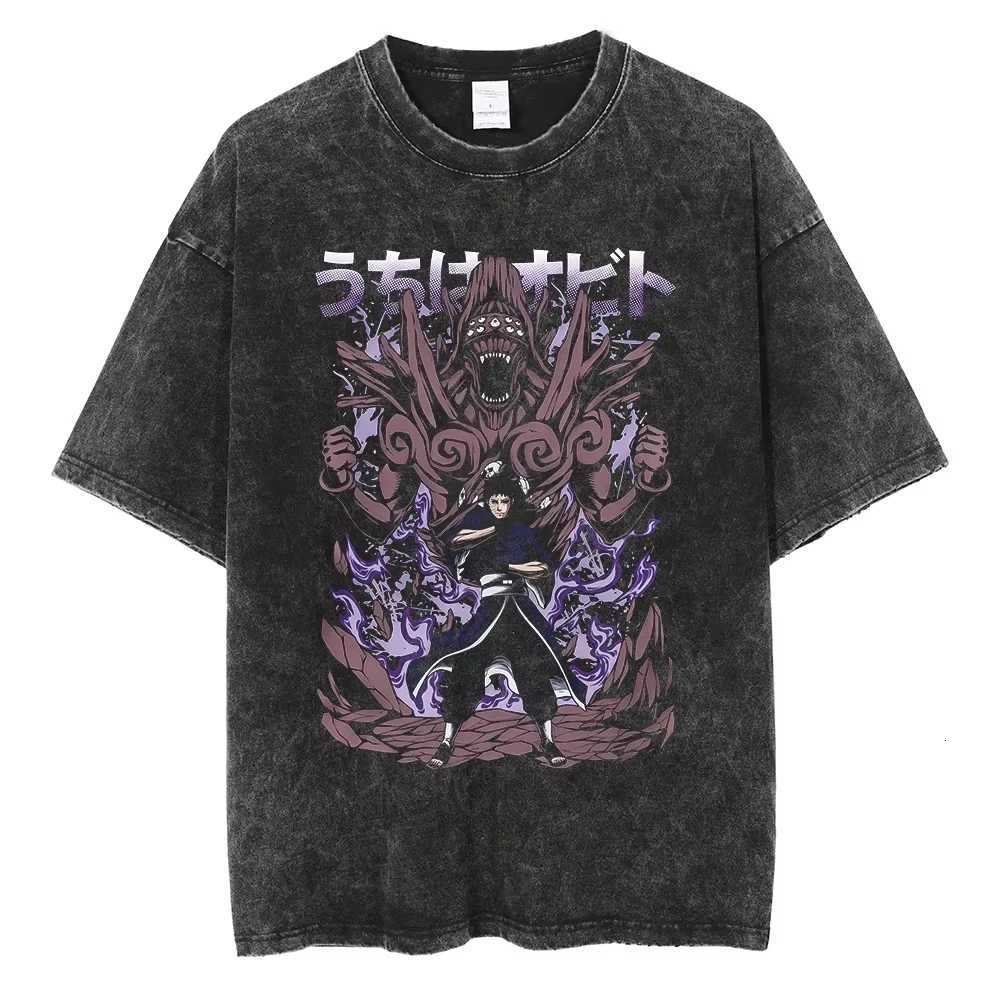 Hip Hop Streetwear Japanese Anime Naruto Print T Shirt Vintage Black T-Shirt Harajuku Cotton Casual Tops Men Short Sleeve Tshirt C260402 - view 6