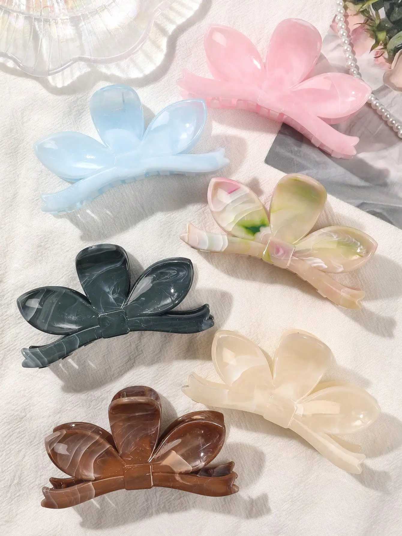 6 Pcs Macaron Hair Claw Clips Flower Banana Clips for Thin HairStrong hold for Thick Hair6 Colors Fashion Hair Accessory H260402