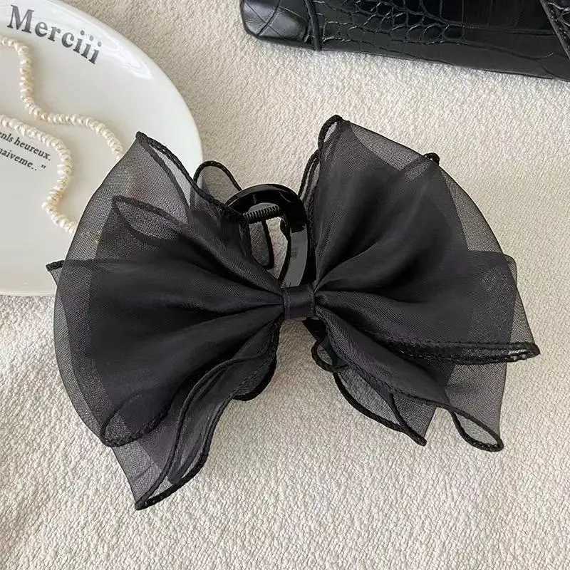 1pc Sweet Organza Reversible Bow Large Hair ClawCommuting versatile hair accessory suitable for daily and party gatherings H260402