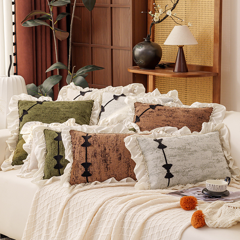 Pillow Case French Style Throw Pillow Cushion Lumbar For Living Room Decor Plush Cushion Cover Without Insert Headboard Pillow