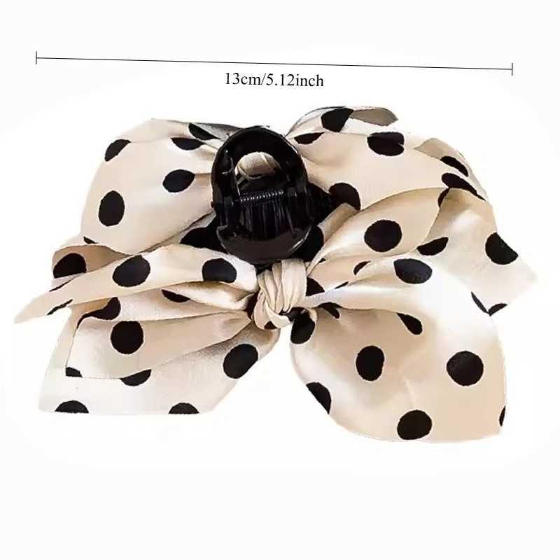 Soft Polka Dot Big Bow Clip for Womens Back of The Head High-end Hair Clip Shark Clip H260402