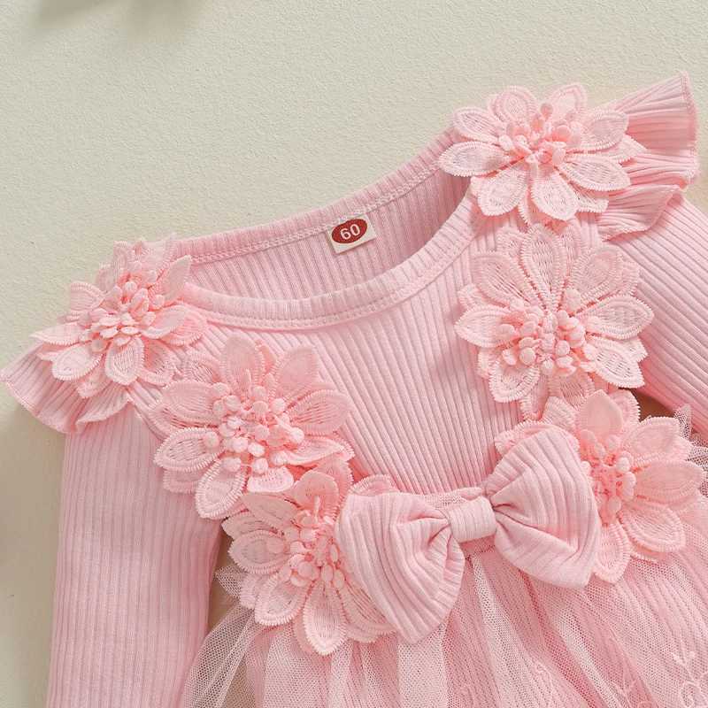 Little Princess Birthday Party Dress Embroidery Flower Lace Tutu Romper Dress Infant Baby Girl Clothes Outfits H260402