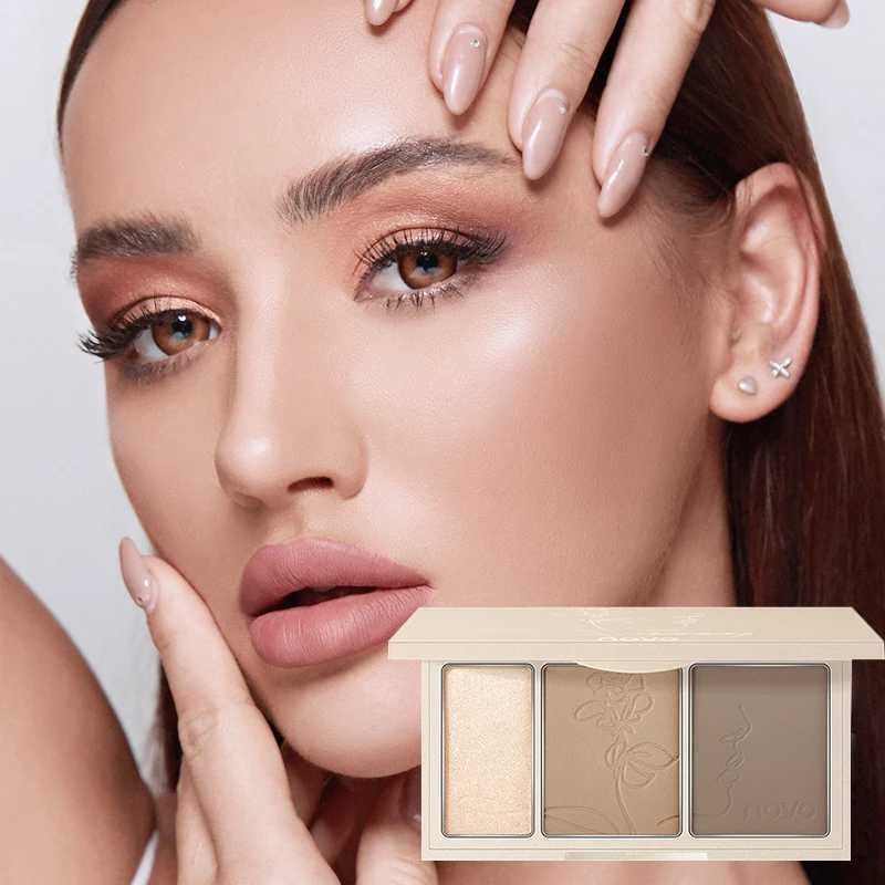 3-In-1 Contouring Powder - Easy To Blend Highlight And Contour Palette Ultra-Fine And Long-Lasting Complexion-Enhancing Shade H260402