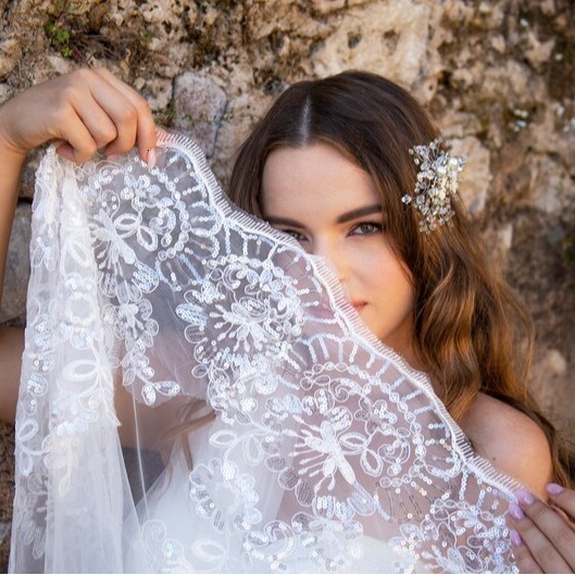 Wide Bridal Veil with Comb for Wedding Photo Studio Accessories Long Trailing Bridal Veil BV23241126