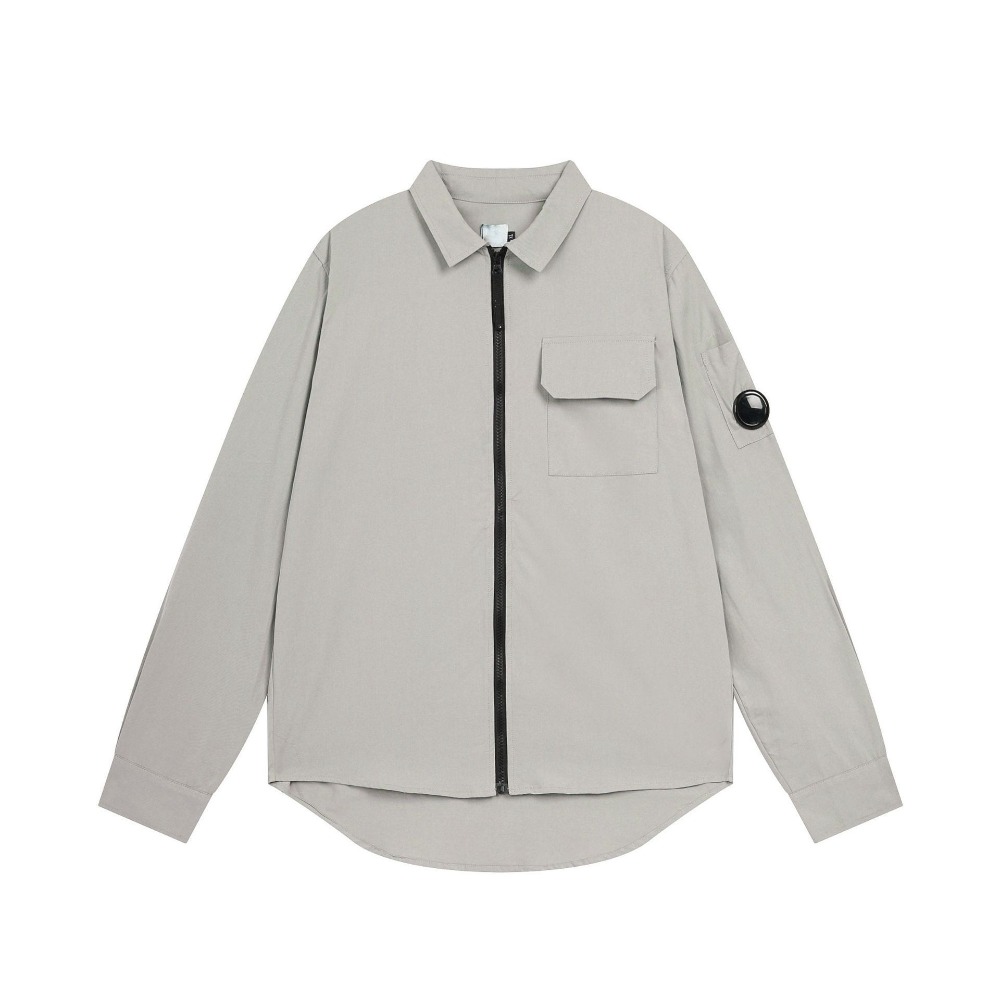 26SS Spring Nylon Meatl Badge Sleeve Patched jackets Women Men Pocket Coat shirt Turn Down Collars Windbreaker CP shirts