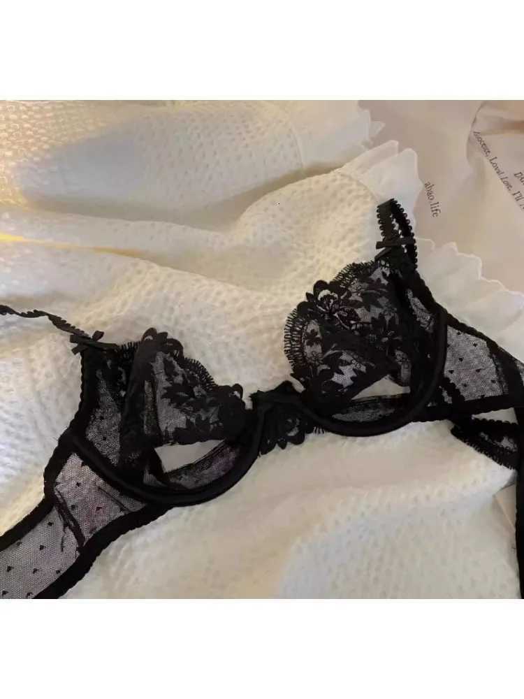 Sensual French Lace Bra Set Minimizer Push Up for Small Chest Anti-Sag Soft Wire Sheer Bralette Ultra Thin Lingerie Women Z260402