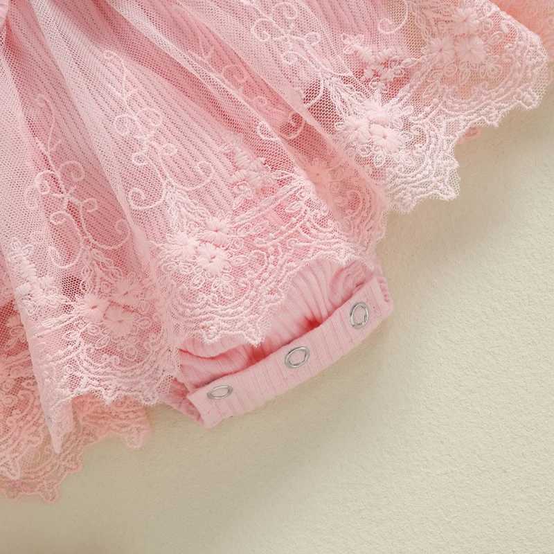 Little Princess Birthday Party Dress Embroidery Flower Lace Tutu Romper Dress Infant Baby Girl Clothes Outfits H260402