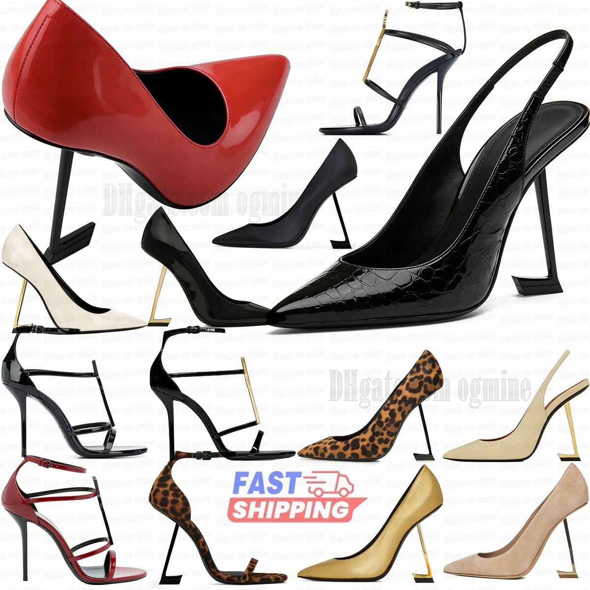 With Box Designers High Heel Pump Heels Womens Luxurys Pumps Platform Design Sexy Pointed patent leather square head letter heel open toe sexy sandals 8cm 10cm