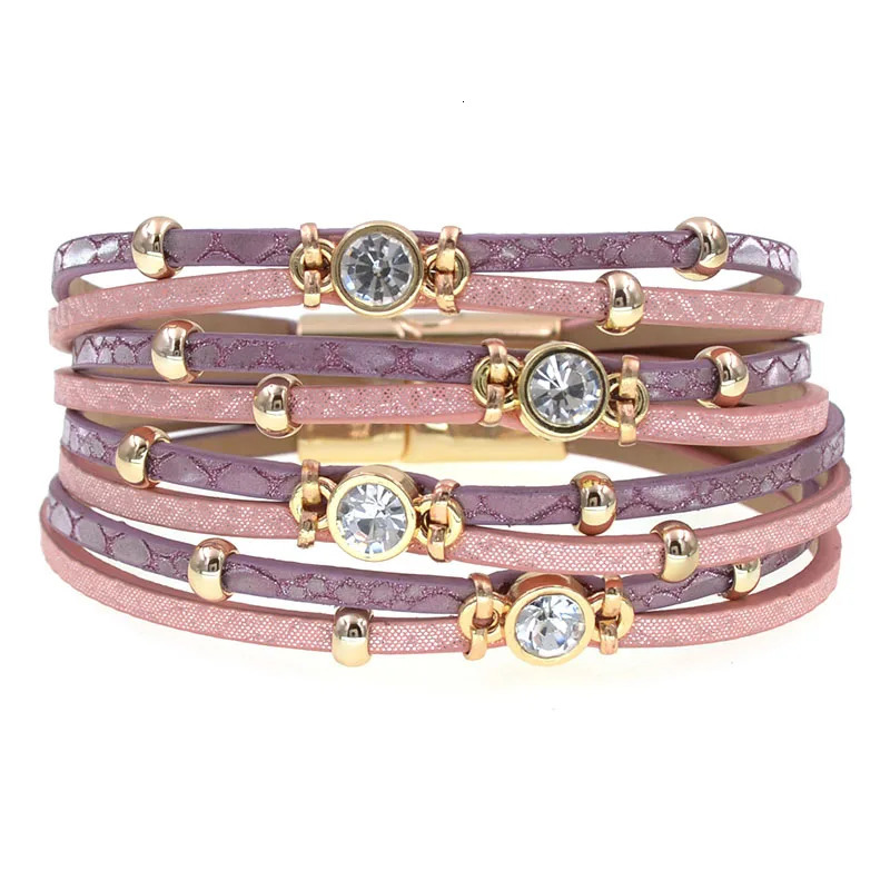 WELLMORE 4 colors Bohemia leather bracelets for women Metal beads charm bracelets magnet bracelet fashion jewelry wholesale 260318BJ - view 4