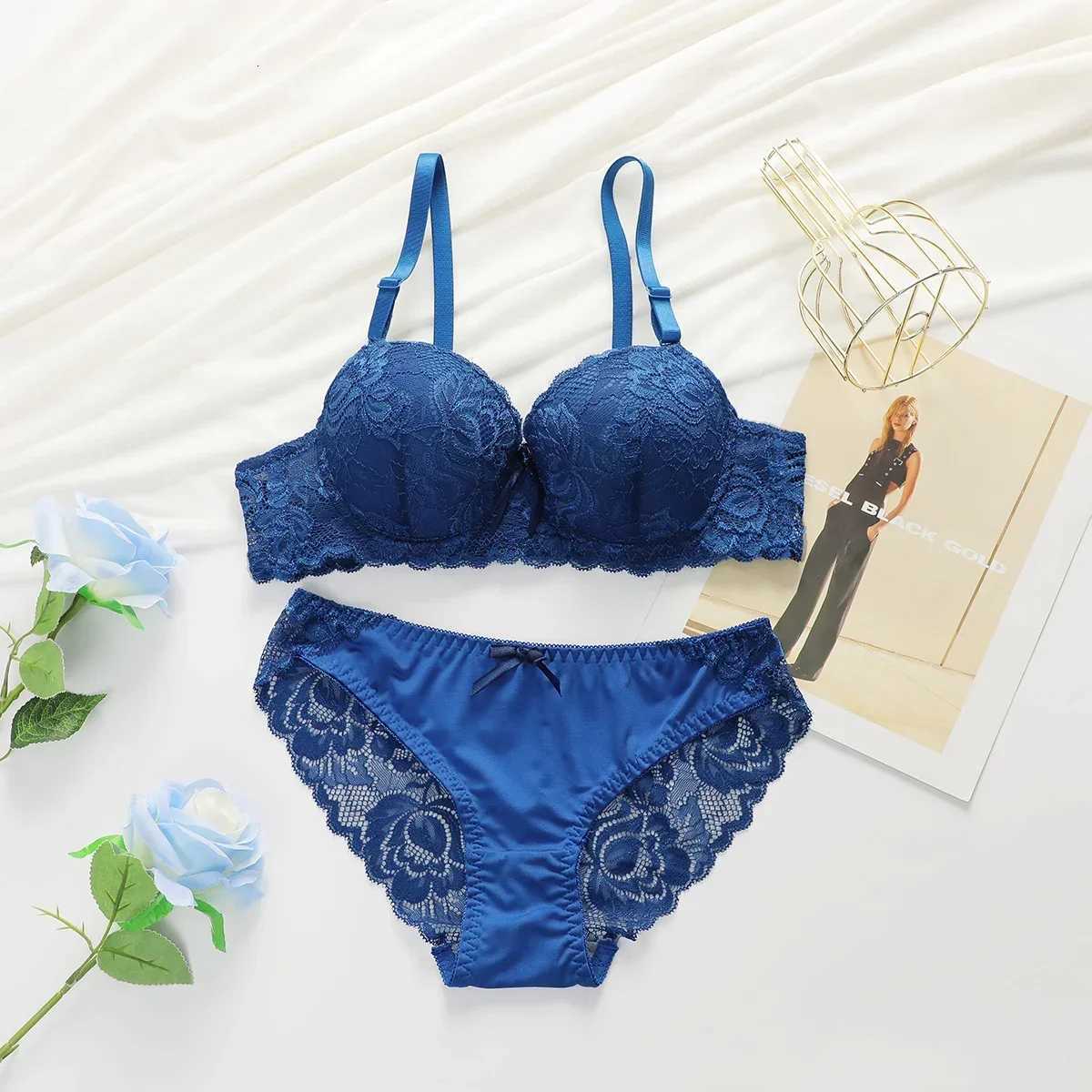 2-piece Multi-color Lingerie Set For Womens Gathering Push Up Underwear For Womens Flower Underwear Z260402