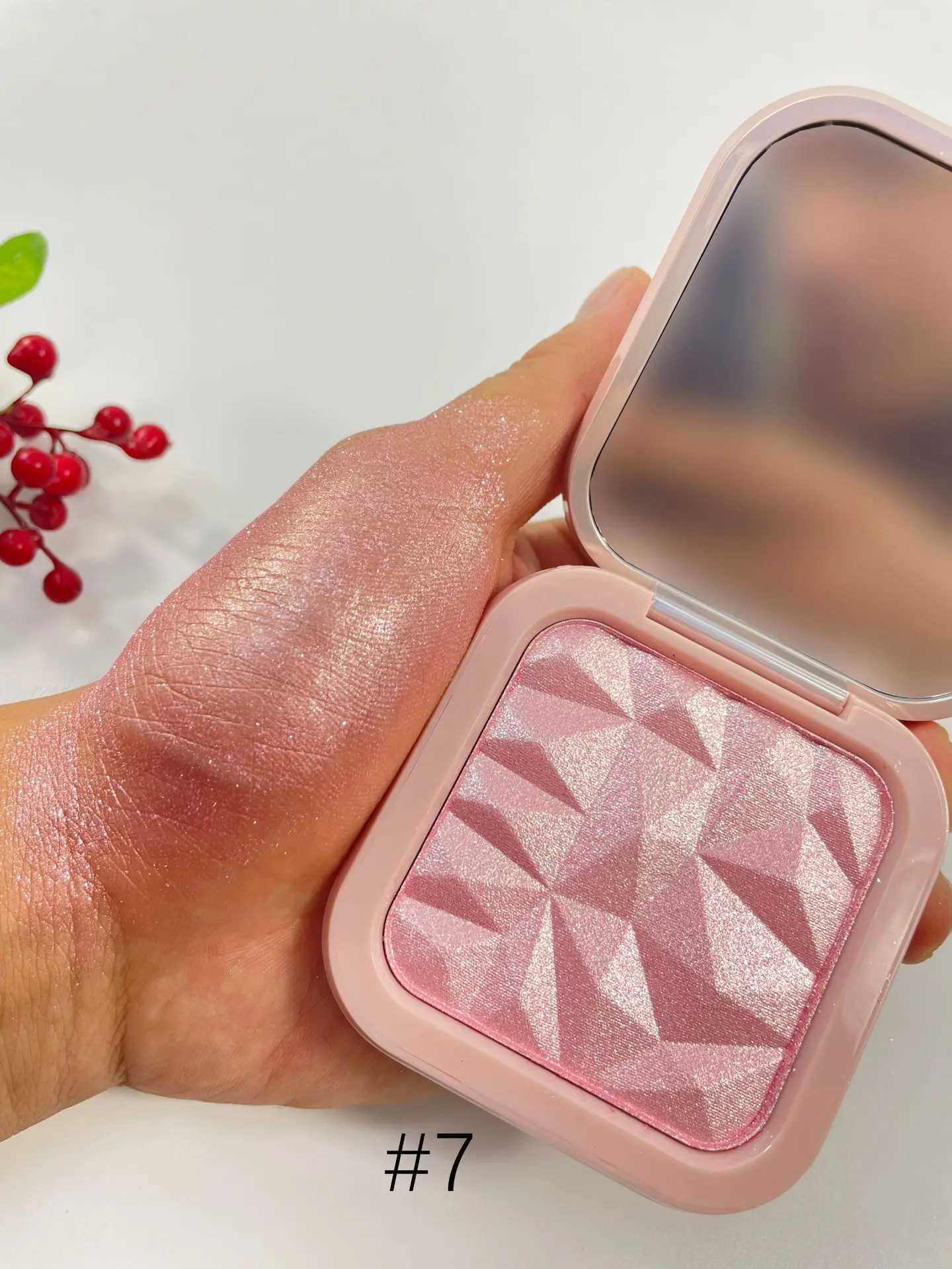 Wholesale Makeup Highlighters Private Label Glitter Highlight Powder Shiny Illuminator Pink Single Highlighter Palette With H260402