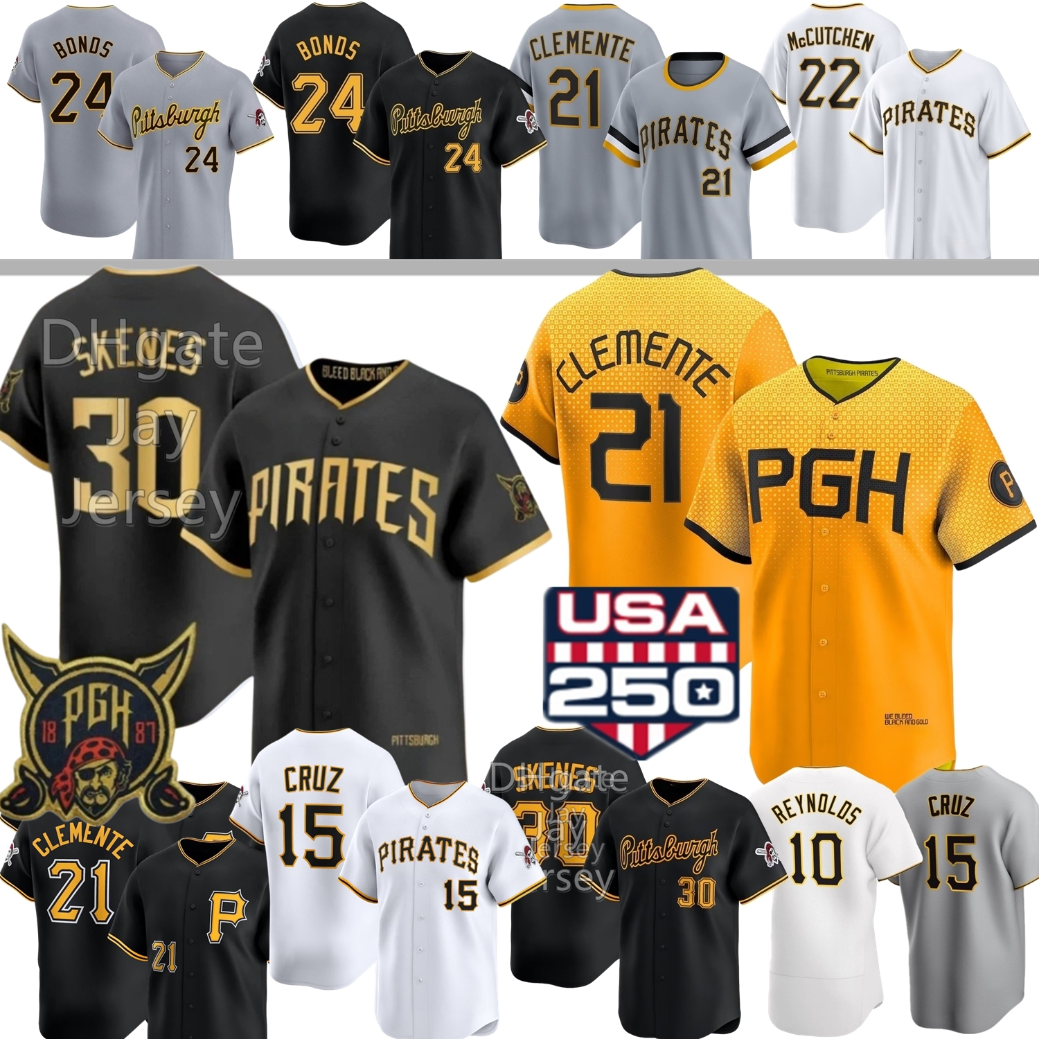 Pittsburghs Pirates Baseball Jersey #30 Paul Skenes Roberto Clemente Konnor Griffin Bubba Chandler Johnson Cruz Bonds Reynolds Lowe Davis Bart McCutchen Keller