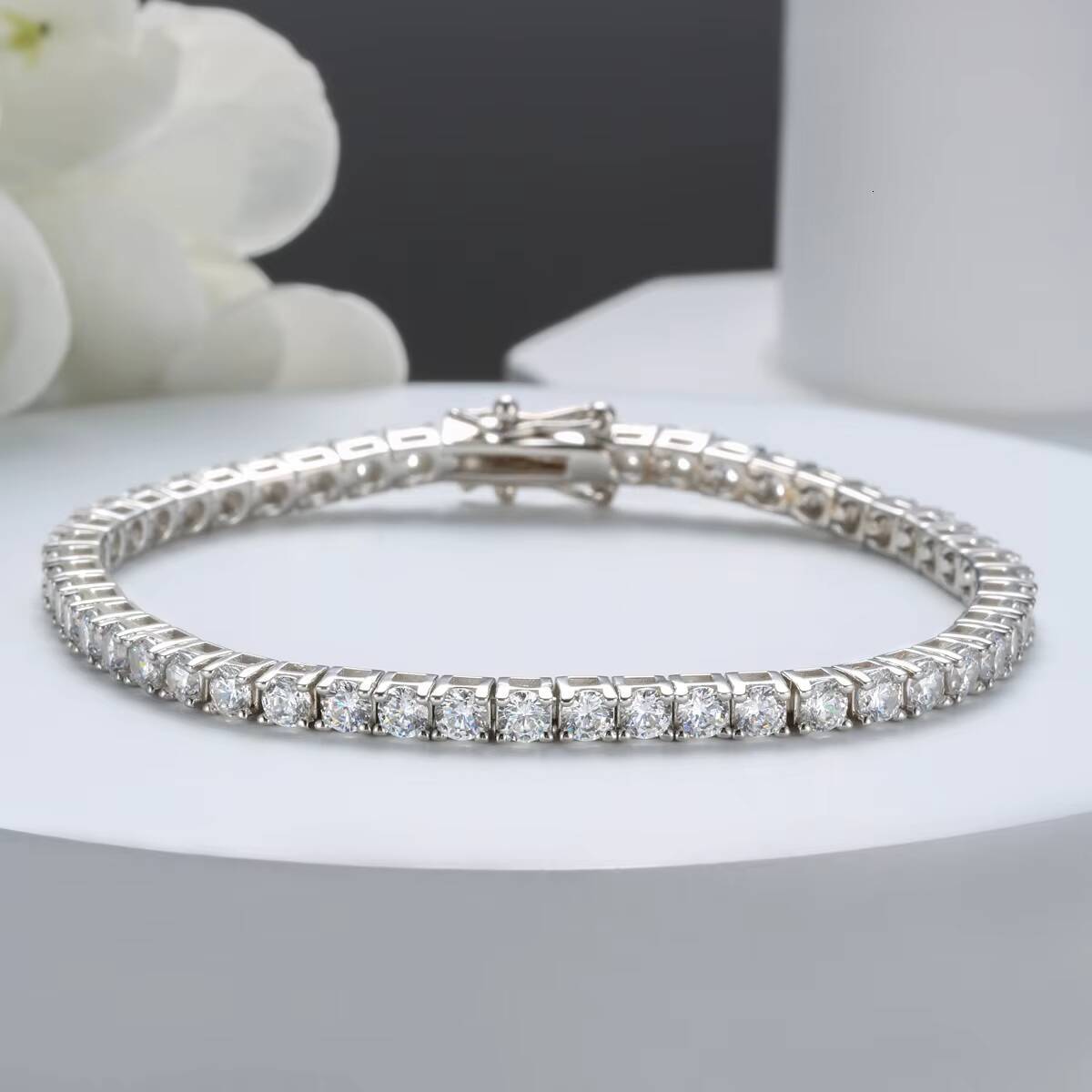 Dropshipping Elegant S925 Sterling Silver Moissanite Tennis Bracelet for Men and Women Couples Design