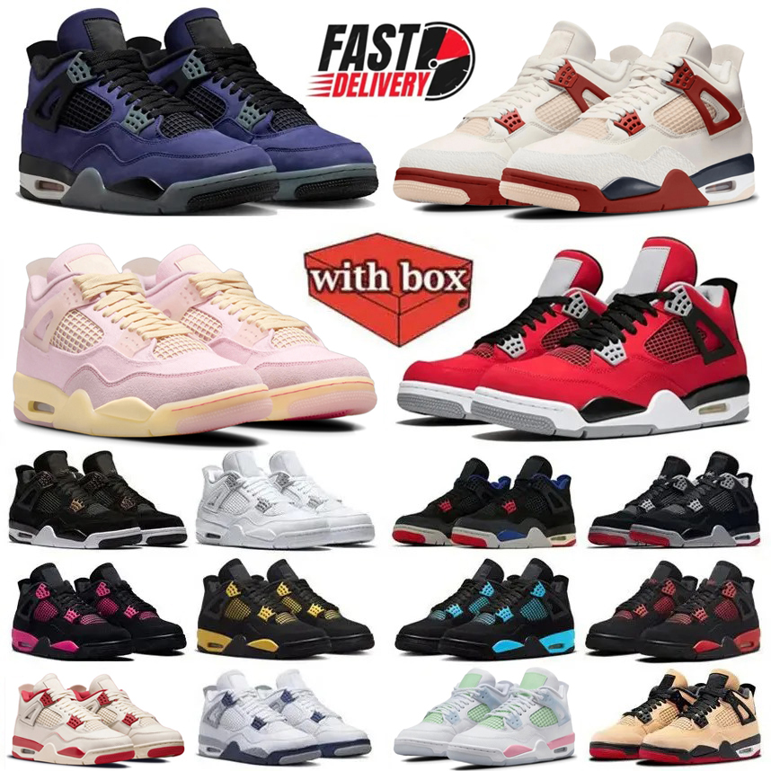 With Box 4 4s Basketball Shoes Iced Carmine Nigel Sylvester Toro Bravo Lakers Black Cat Rust Pink Thunder White Cement Comic London Men Women trainers Sneakers 36-47